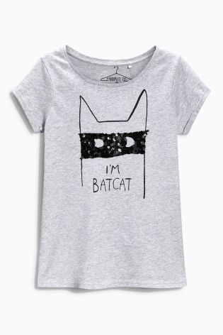 Grey Bat Cat T-Shirt (3-16yrs)